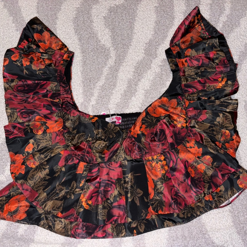 Buddylove Madeline Ruffle Sleeve Bustier Top - Nightshades